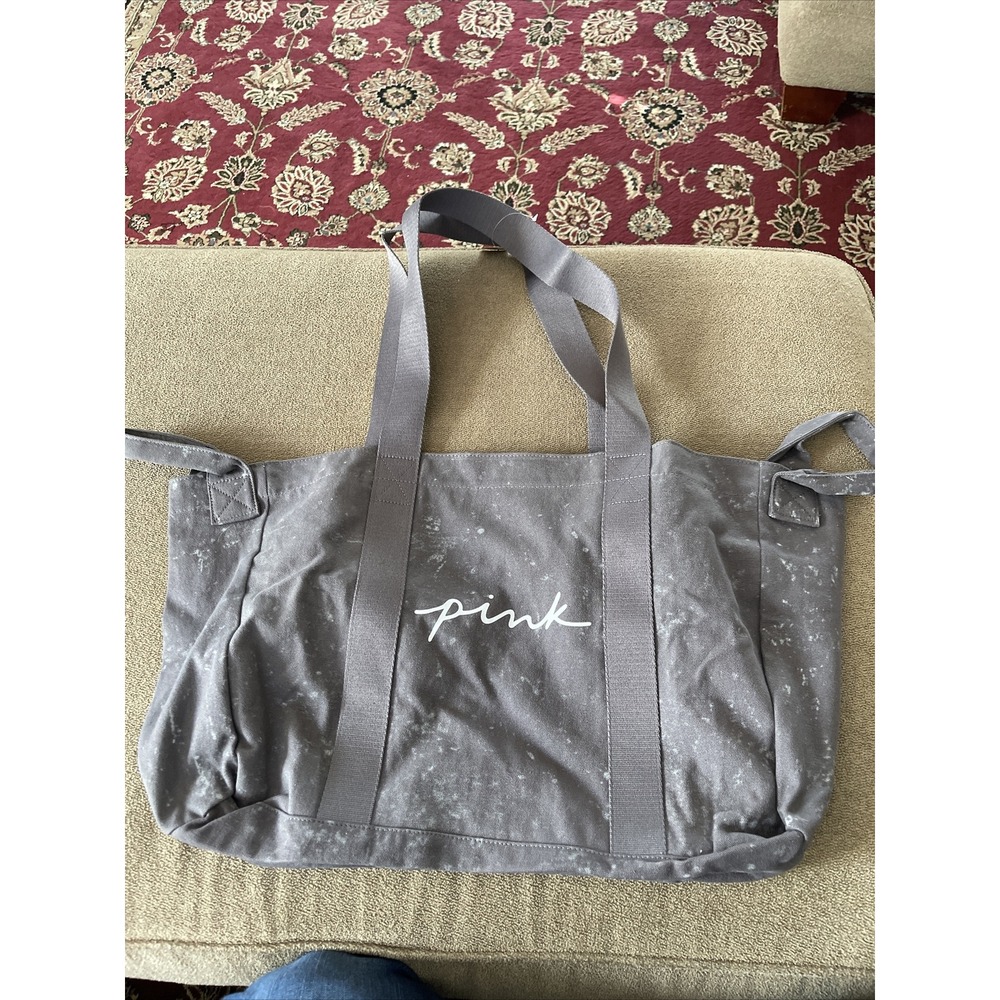Victorias Secret PINK Beach Large Tote Weekender Bag Gray NWT (AH)
